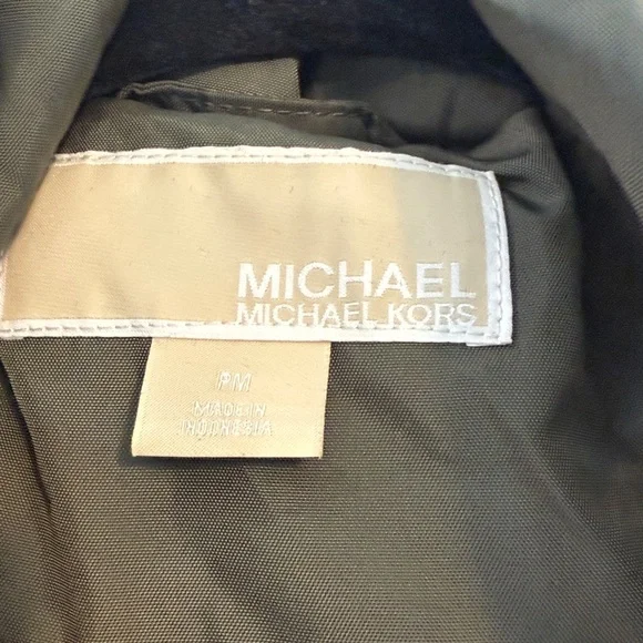Michael Kors Olive Utility Jacket with Animal Print Lining - Picture 3 of 5